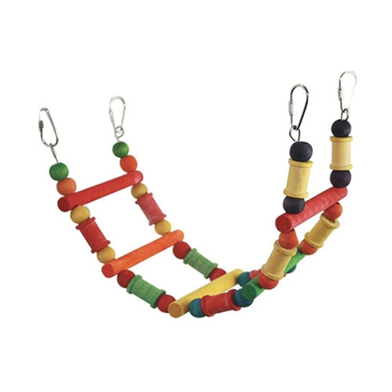 Allpet Avian Care Wood & Rope Bird Hanging Ladder - Giant Bird Aviary With Rope Ladder And Climbing Wall