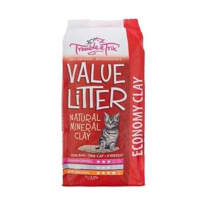 Trouble &amp; Trix Value Clay Litter, Pack Size: 7 Litre