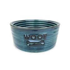 Barkley &amp; Bella Ceramic Bowl Woof - Blue, Size: Small