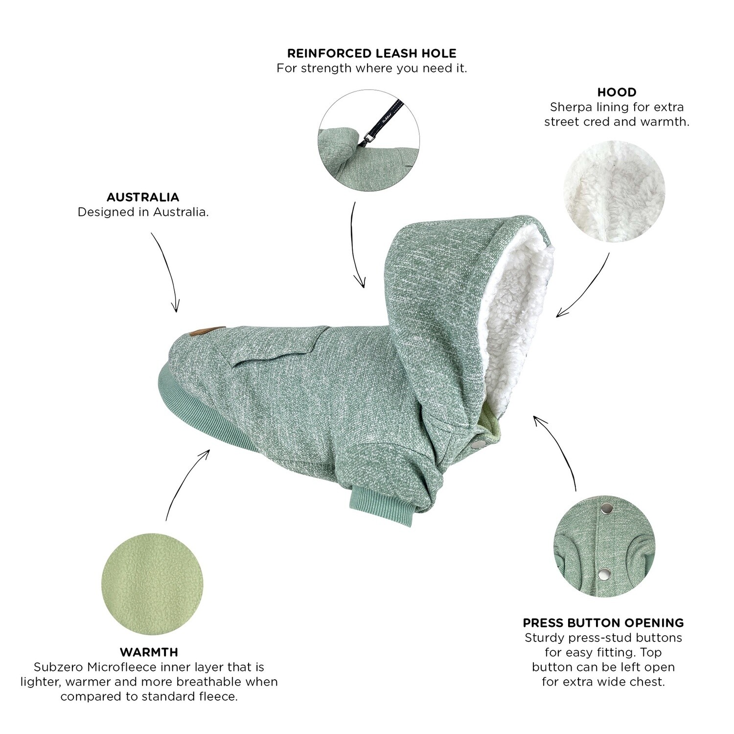 Huskimo Mt Snowy Hoodie Eucalyptus