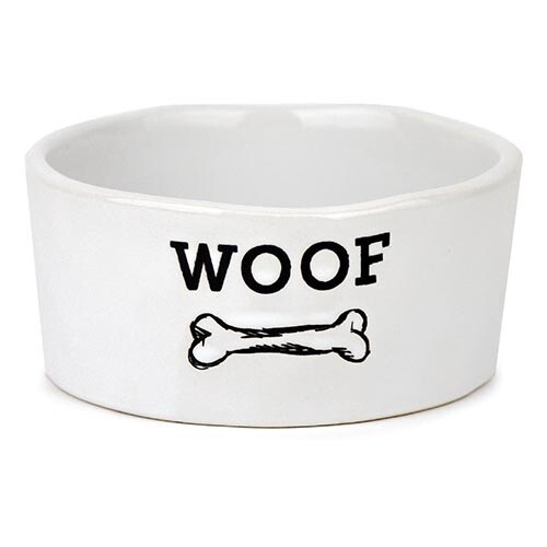 Barkley &amp; Bella Ceramic Bowl WOOF!, Size: Small (Bone 15.5cm)