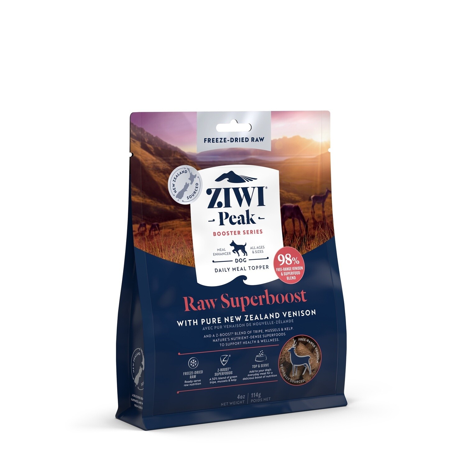Ziwi Peak Dog Freeze-dried Raw Superboost Venison, Bag Size: 114g