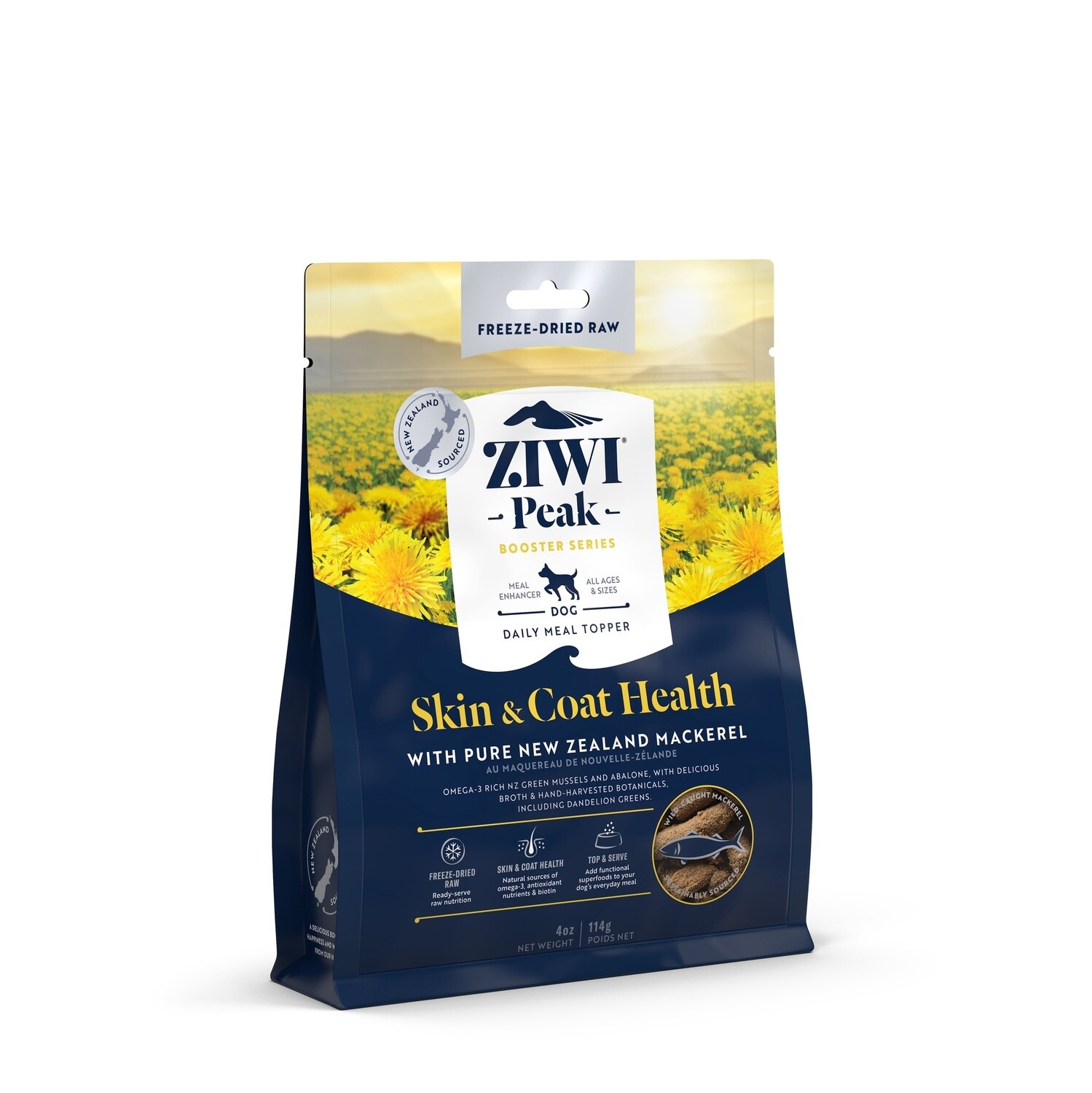 Ziwi Peak Dog Freeze-dried Booster Skin &amp; Coat, Bag Size: 114g