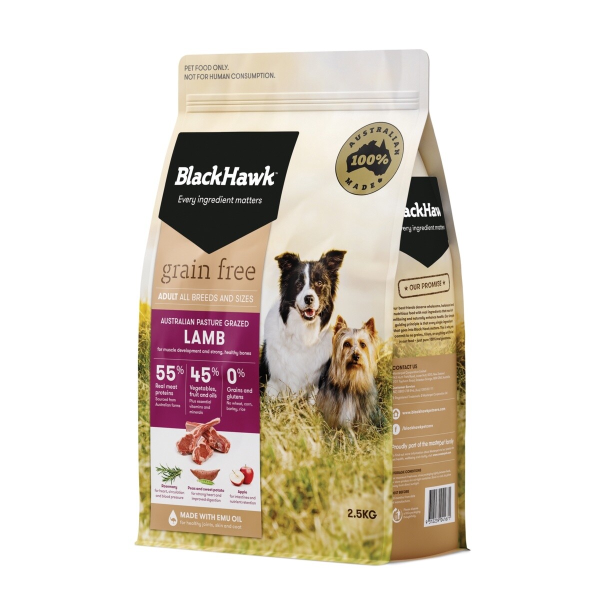 Blackhawk Grain Free - Dog Lamb, Weight: 2.5kg