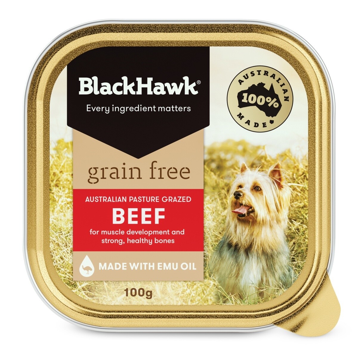 Blackhawk Tin - Grain Free Beef, Type: 100g Tin