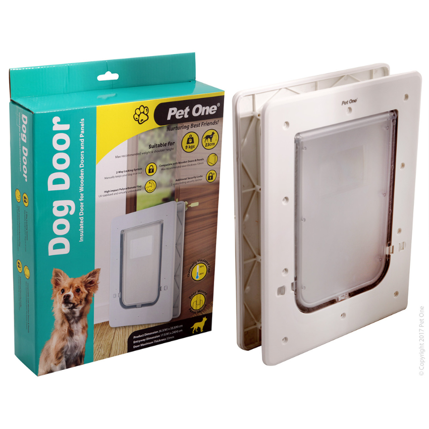 Pet One Dog Door - Insulated Flap for Wooden Doors, Size: Small