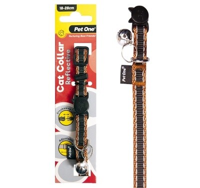 Pet One New Reflective Cat Collar Black/Brown
