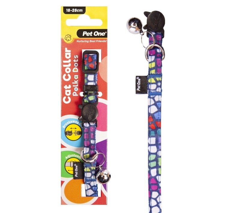 Pet One New Pokadot Cat Collar Multicolour