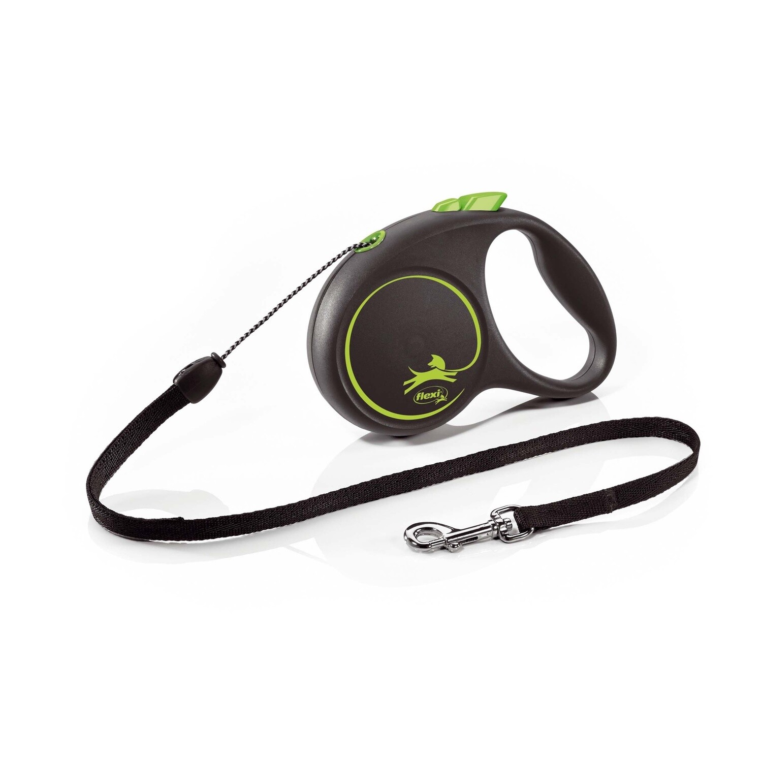 Flexi Black Design Retractable Lead Cord 5 m, Colour: Green