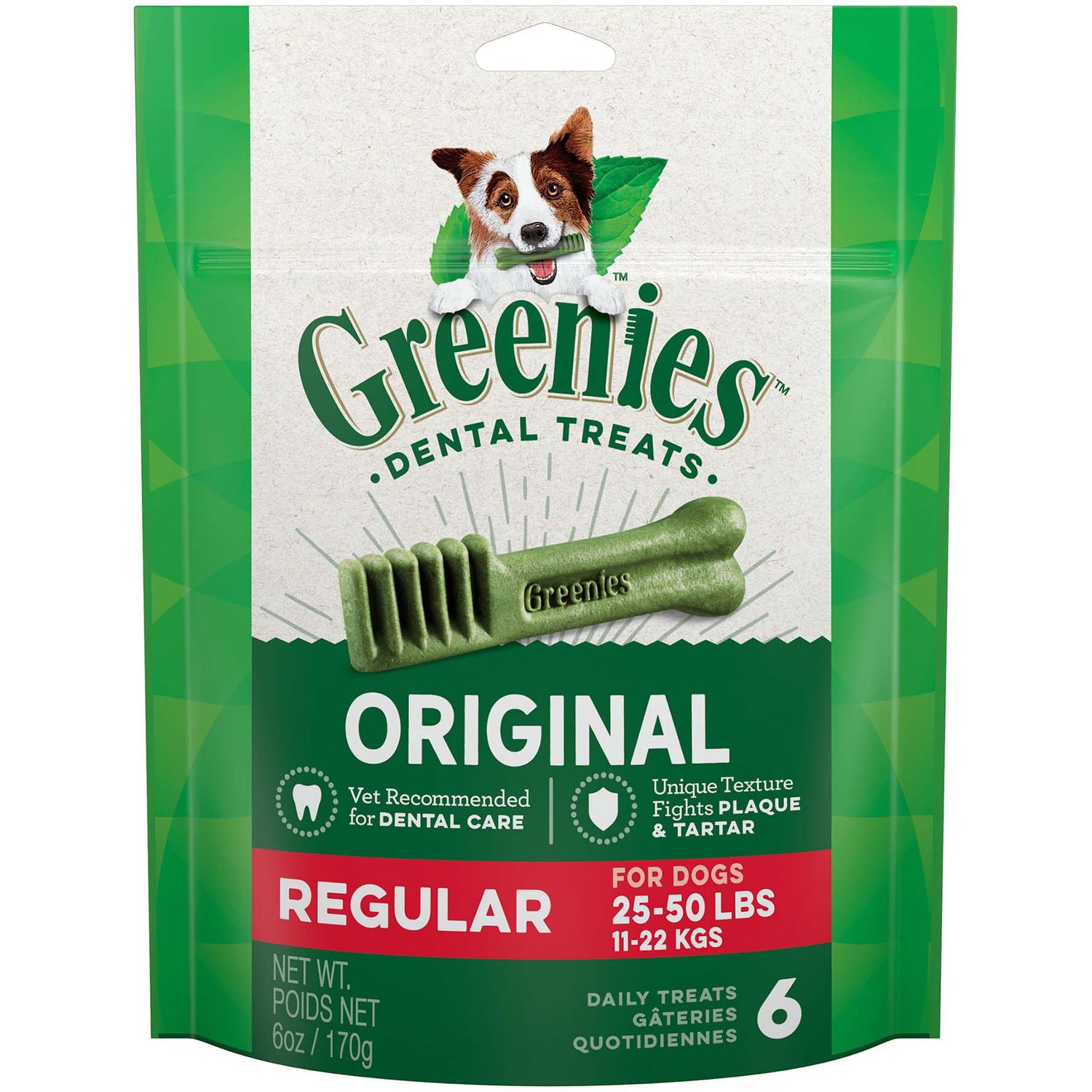 Greenies for Dogs Regular, Bag Size: 6 Piece