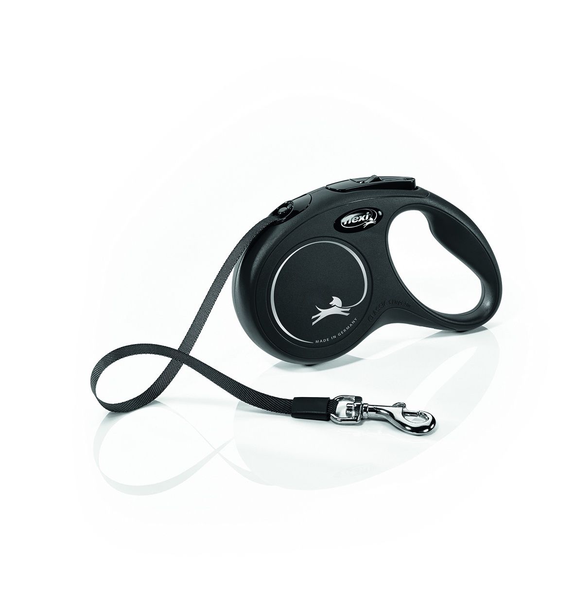 Flexi Classic Retractable Tape Lead 5m Black, Size: Small