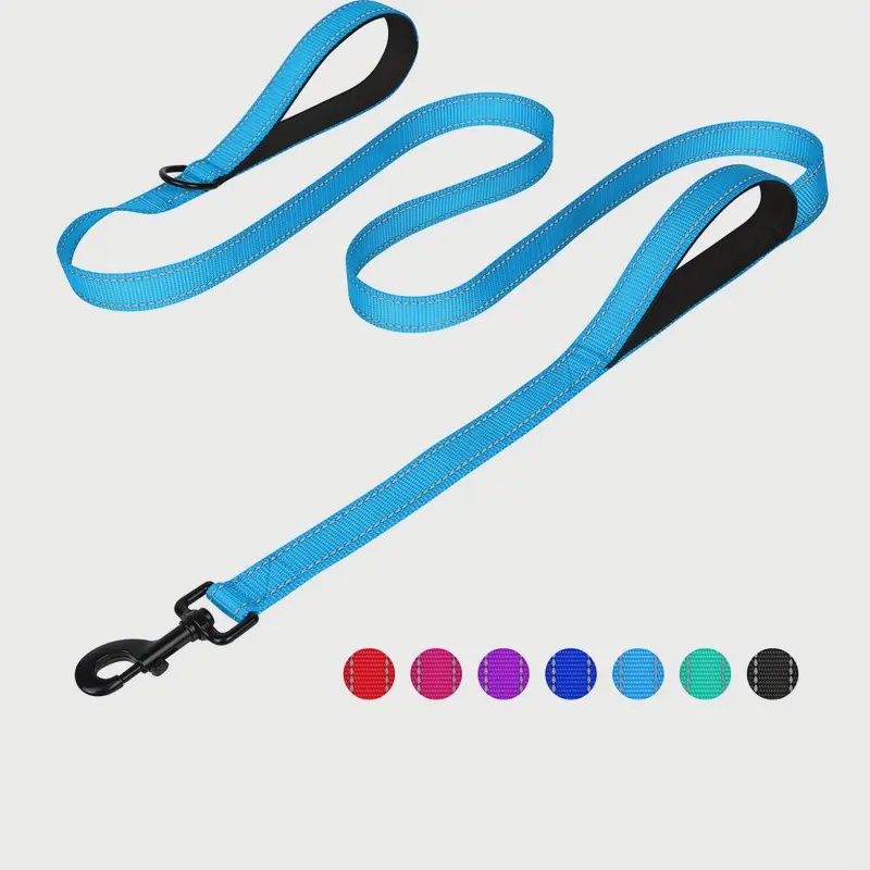 Double Handled Heavy Duty Dog Lead, Colour: Lake Blue