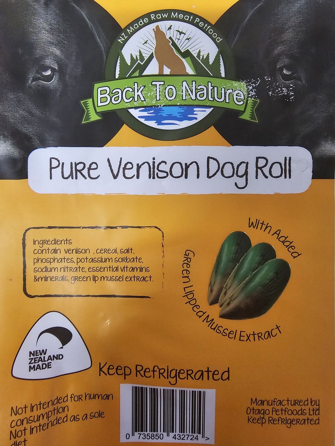 Back To Nature Dog Roll - Venison 3kg