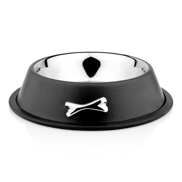 3Bears AntiSkid Bowl Black with Chrome Bone