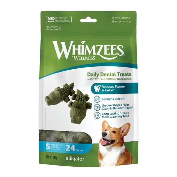 Whimzees Dental Alligators, Pack Size: Small 24 Pack