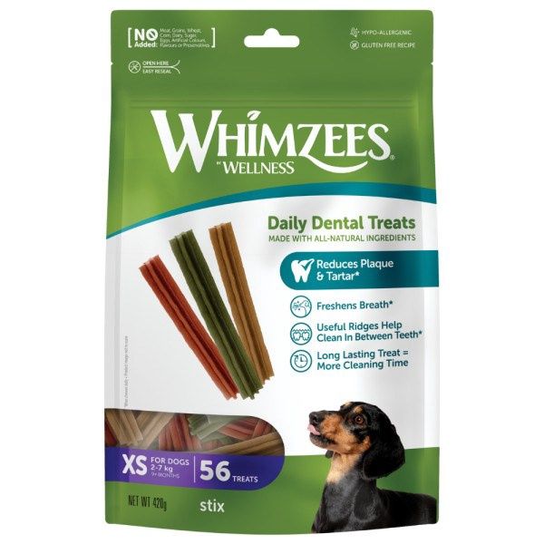 Whimzees Dental Stix, Pack Size: X-Small (56 pieces)