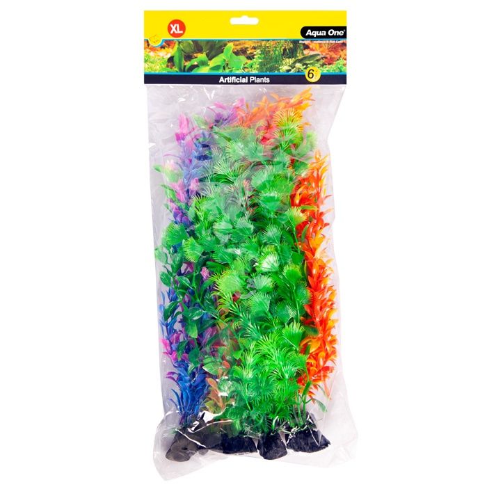 Aqua One Plastic Plant - 6 Pack Mixed, Size: X-Large