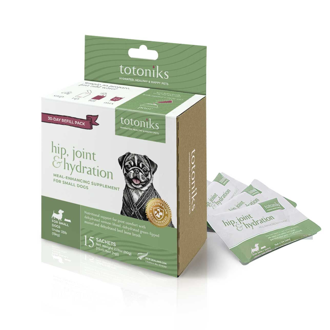 Totoniks Hip, Joint &amp; Hydration Refill Pack, Type: Small Dogs (under 15kg)
