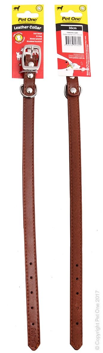 Pet One Leather Collar Brown