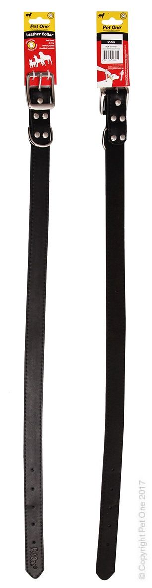 Pet One Leather Buckle Collar Black