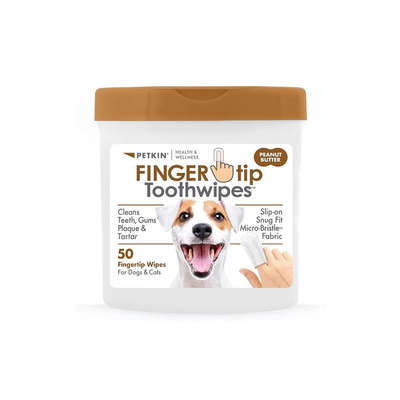 Petkin Fingertip Tooth Wipes Peanut Butter