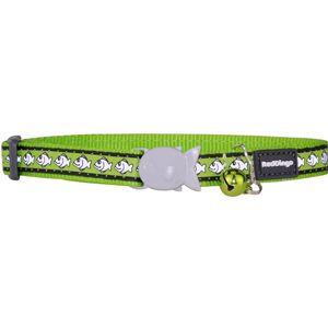 Red Dingo Reflective Cat Collar, Colour: Lime Fish