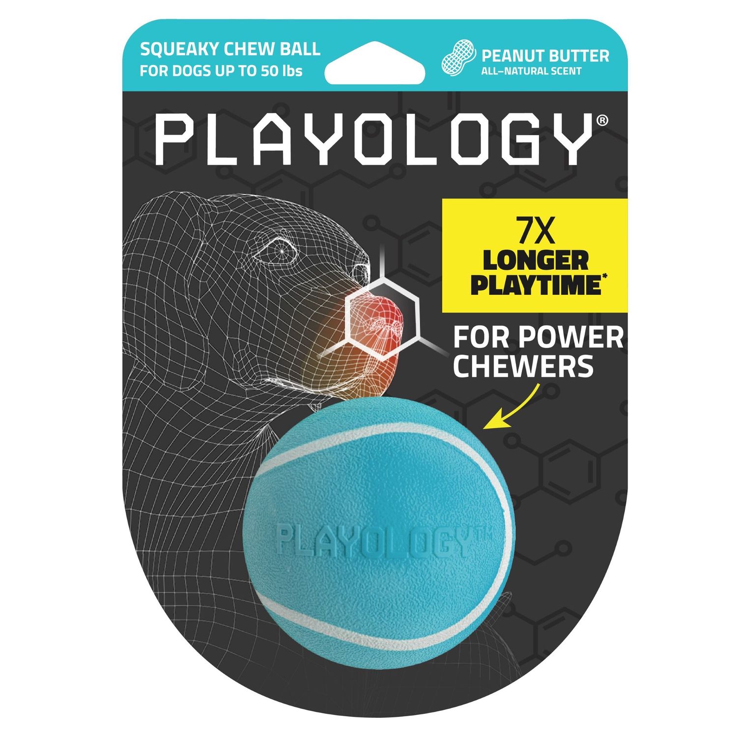 Playology Squeaky Chew Ball - Peanut Butter