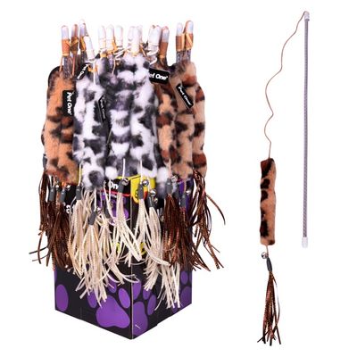 Cat Toy Wand Kicker With Bell &amp; Ribbon 45cm Mix Colour