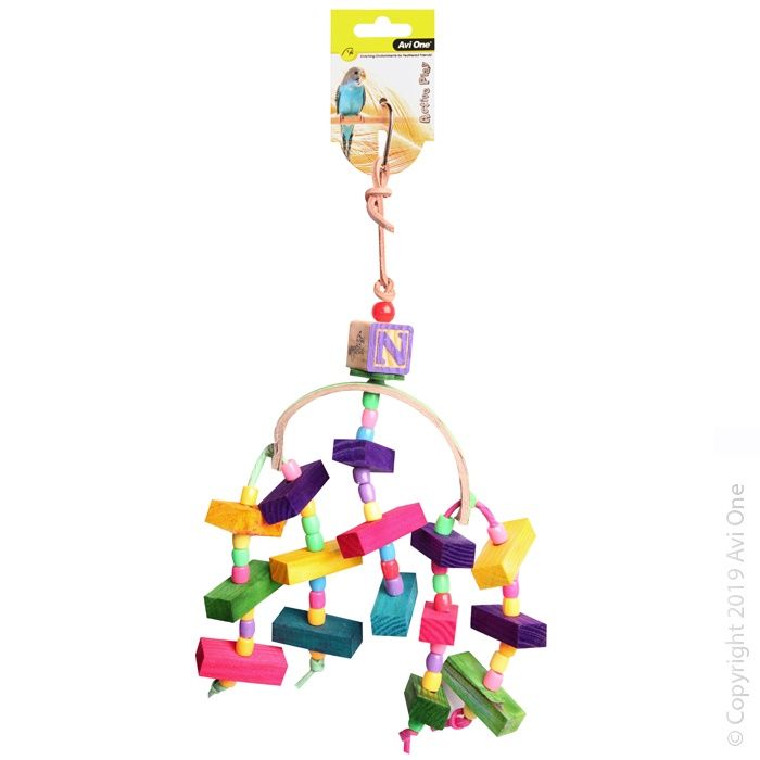 Bird Toy - Arc With Wooden Blocks And Beads 34cm