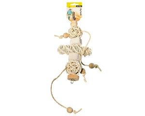 Parrot Toy - Rattan Balls Wooden Beads And Pumice 33cm