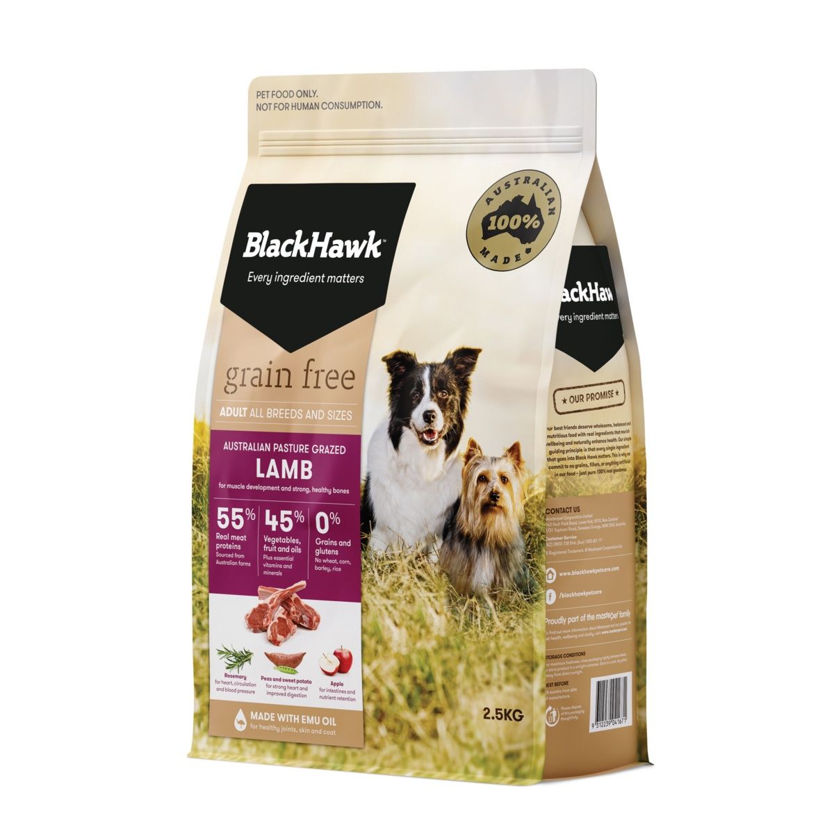 Blackhawk Grain Free - Dog Lamb, Weight: 2.5kg