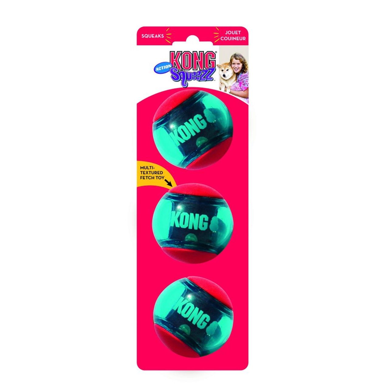 Kong Squeezz Action Ball, Type: Medium (3 Pack)
