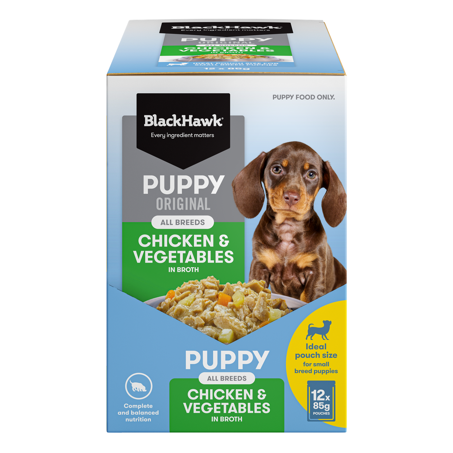 Black Hawk Puppy Original Pouch Chicken, Flavour: 85g Sachets