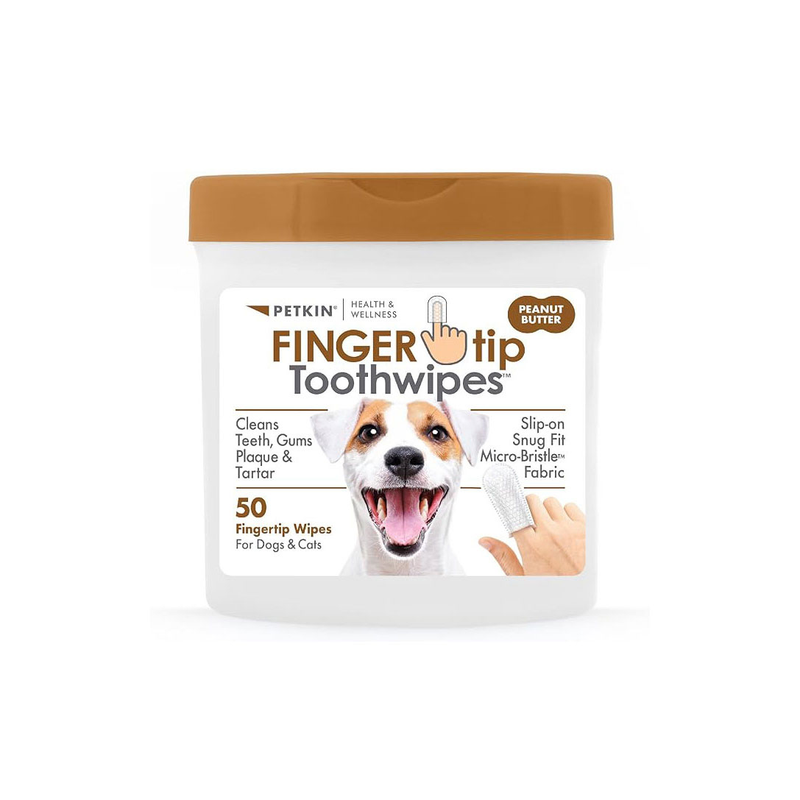 Petkin Fingertip Tooth Wipes, Flavour: Peanut Butter