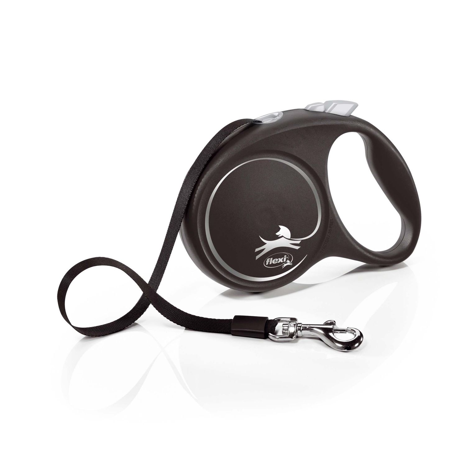 Flexi Black Design Retractable Lead 5m Tape /Silver Large