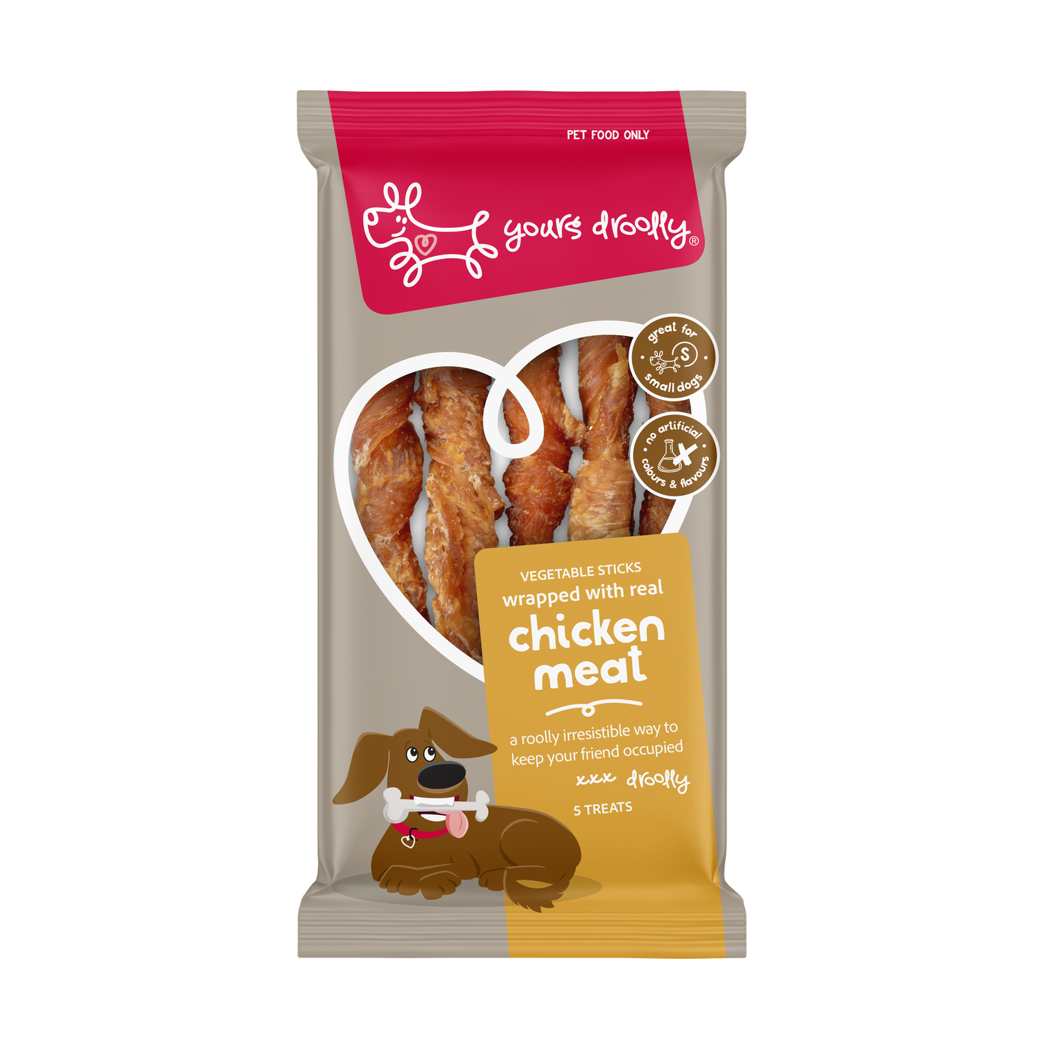 Yours Droolly Chicken Wrapped Sticks, Size: Small (5 Pack)