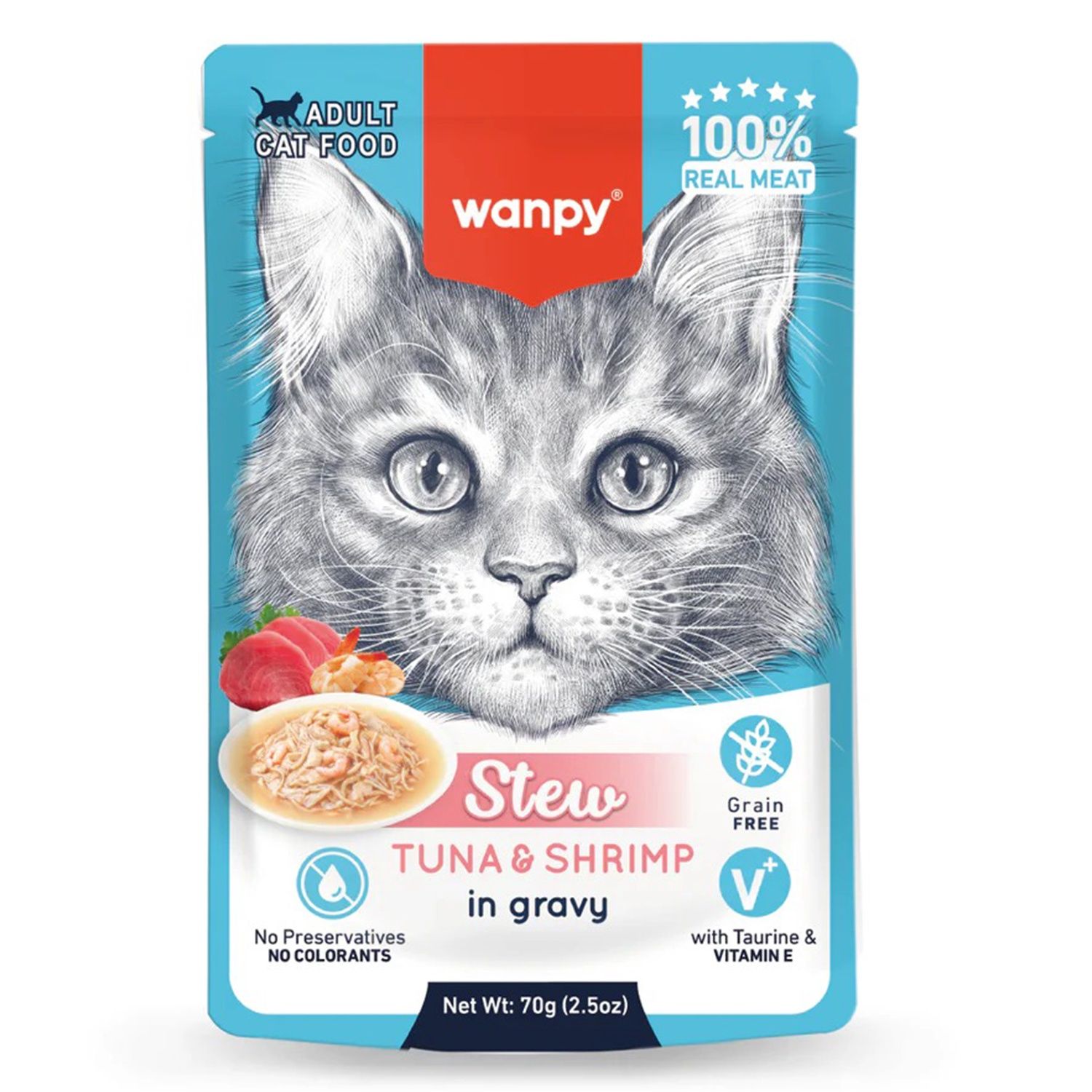 Wanpy Grainfree Cat Tuna &amp; Shrimp Stew in Gravy
