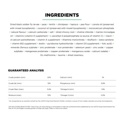 Go! Solutions Sensitivities Limited Ingredient Grain Free Insect Recipe