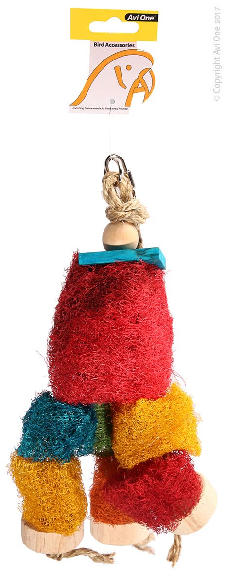 Avi One Parrot Toy  Loofah Discs With Wood