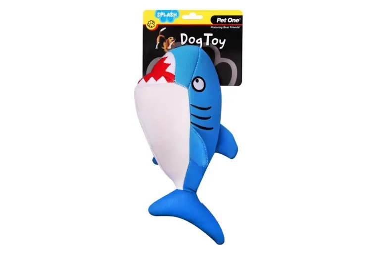Pet One Splash Squeaky Shark Blue