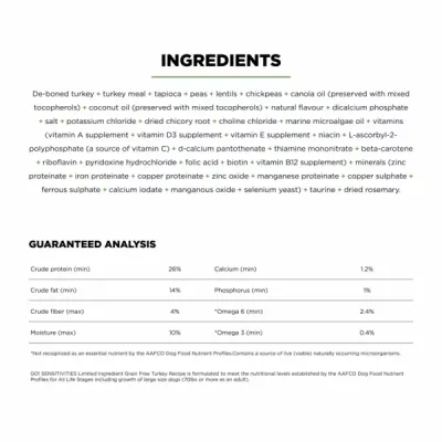 Go! Solutions Sensitivities Limited Ingredient Grain Free Turkey Recipe