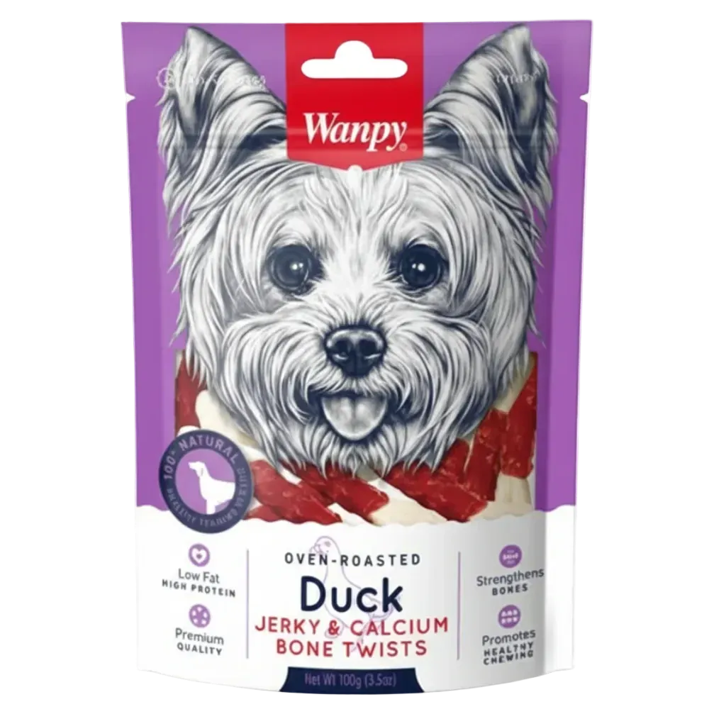 Wanpy Dog Duck Jerky &amp; Calcium Twists 100g