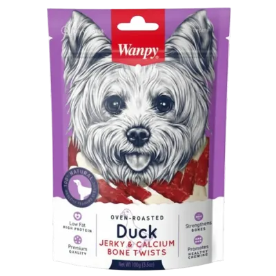 Wanpy Dog Duck Jerky & Calcium Twists 100g