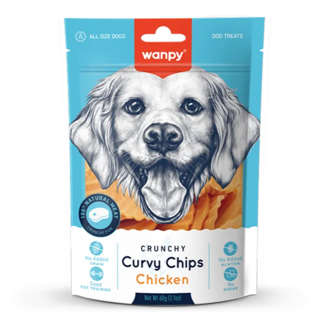 Wanpy Dog Chicken Crunchy Curvy Chips 60g