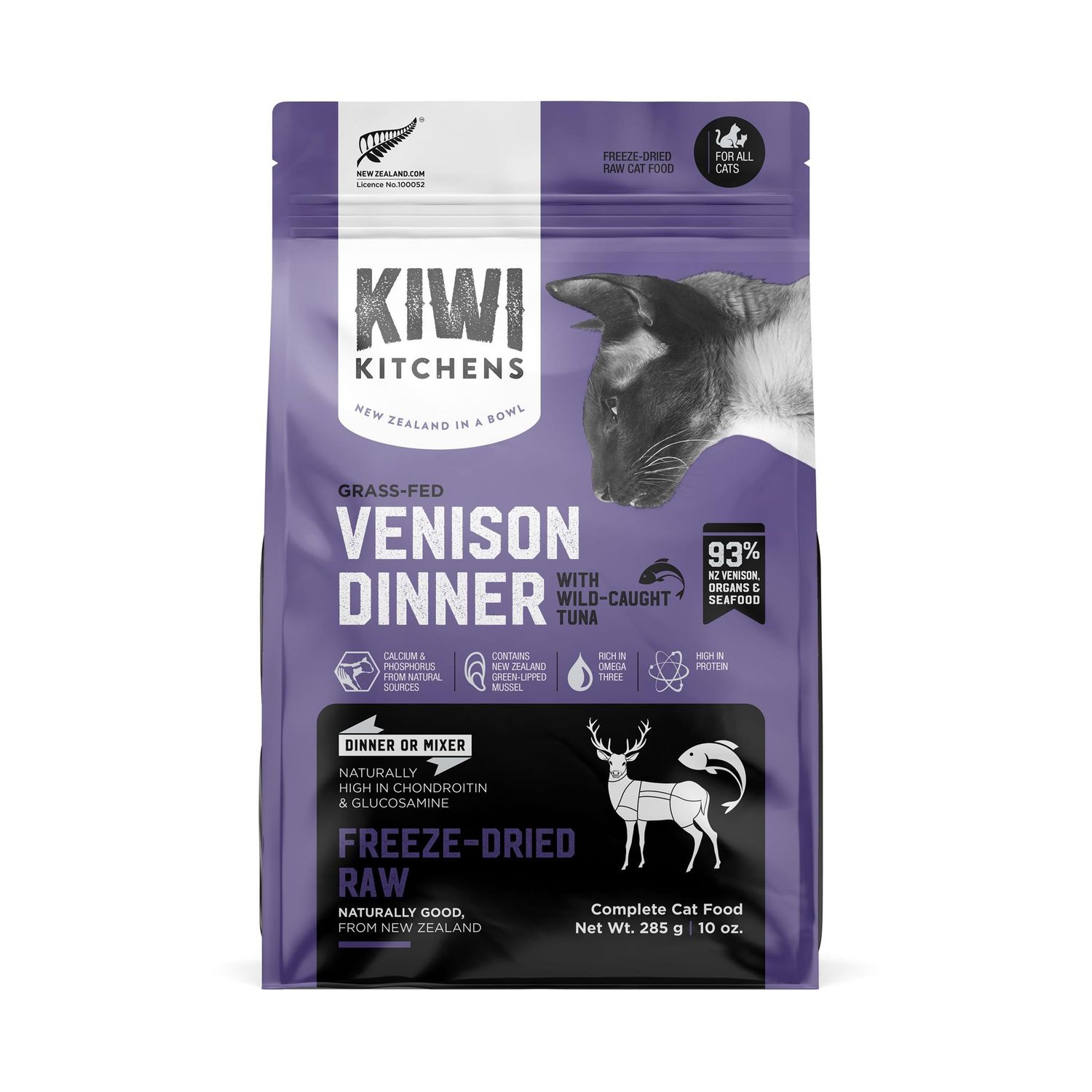 Kiwi Kitchens Freeze-Dried Venison &amp; Tuna Cat Dinner 285g