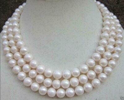 HUGE AAA 9-10mm South Sea Perfectly Round White Pearl Necklace