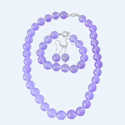 Alexandrite 12mm gemstone round beads necklace 3 piece set.