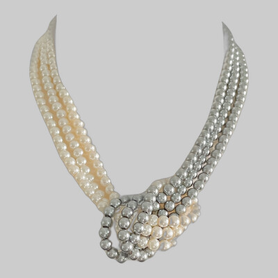 Layer Simulated Pearls -Woven Choker