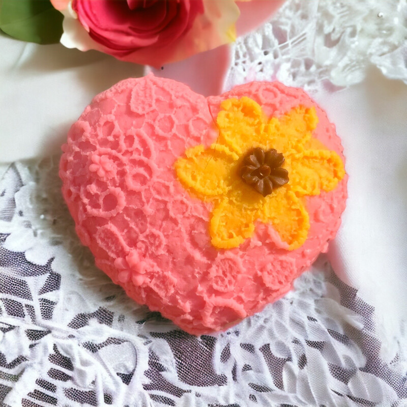 Floral Heart Wax or Soap Embed