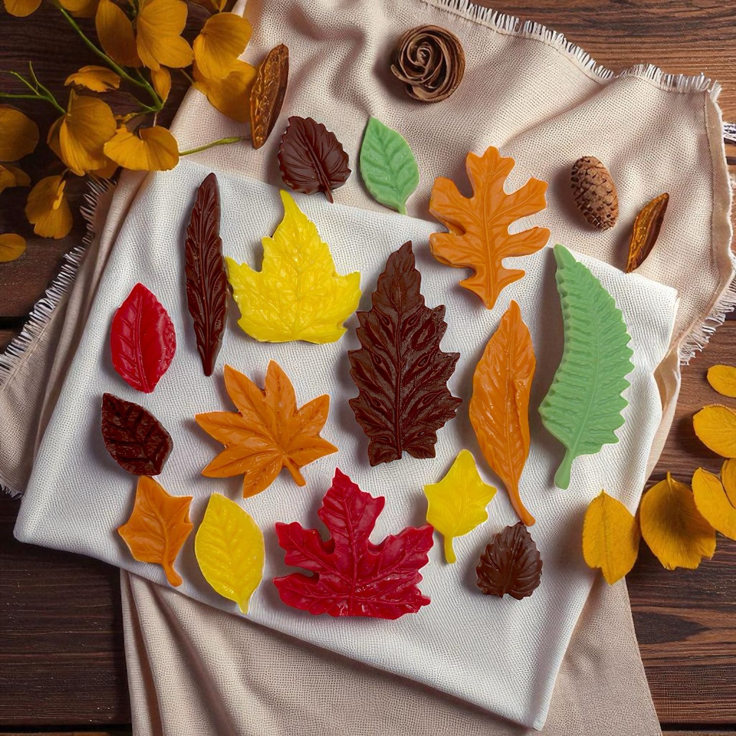 Assorted Fall Leafs Wax or Soap Embeds